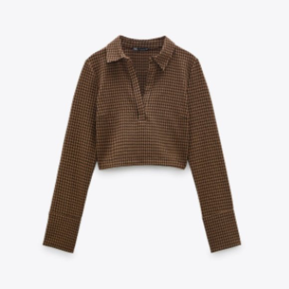 Zara Tops - NWT Zara Houndstooth Crop Top